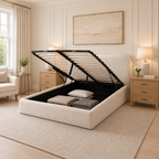 Egerie Curved Headboard Beige Boucle Bed