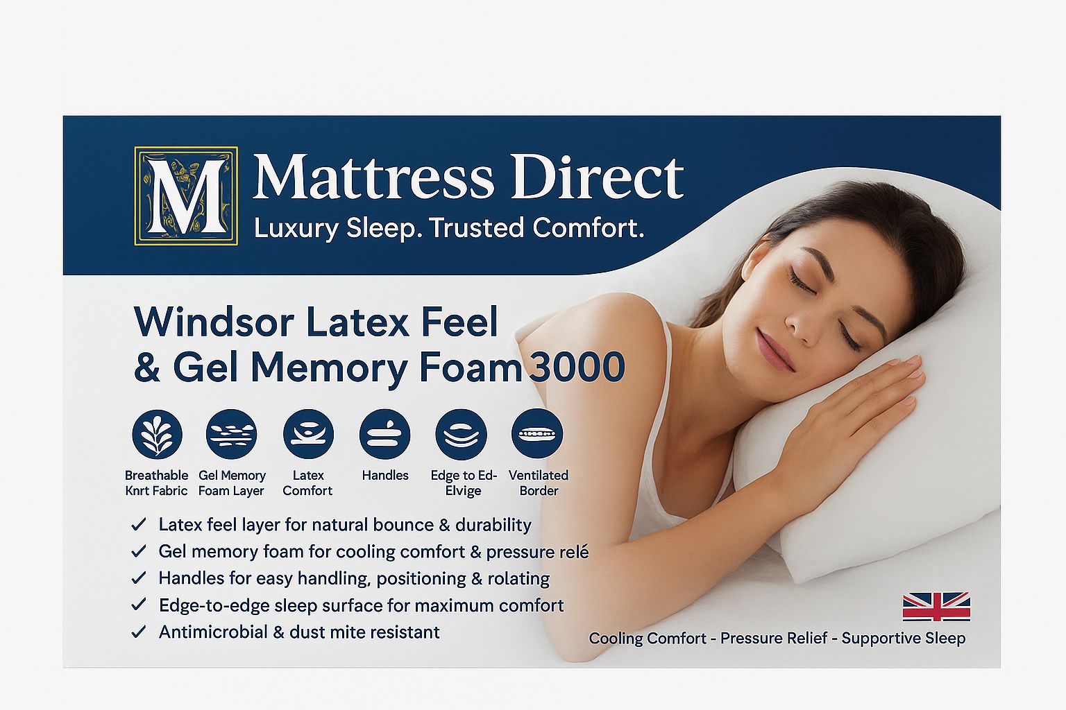Windsor Latex Feel & Gel Memory Foam 3000 - Vacuum packed In one Box