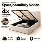Egerie Curved Headboard Beige Boucle Bed