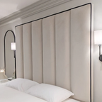 Herringbone Luxury Panelled Bed With Contrast Black Piping
