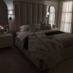 Herringbone Luxury Panelled Bed With Contrast Black Piping