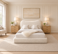 Egerie Curved Headboard Beige Boucle Bed