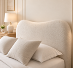 Egerie Curved Headboard Beige Boucle Bed